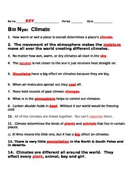 Bill Nye Climate Worksheet